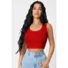 Giyim Kadın Kırmızı Modern Fit Kare Yaka Crop Top Bluz