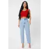 Giyim Kadın Kırmızı Modern Fit Kare Yaka Crop Top Bluz