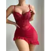 Giyim Kadın Kırmızı Transparan Fantezi Gecelik 2299