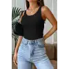 Giyim Kadın Siyah Kolsuz Kalın Askılı Uzun Crop Top Bluz & Atlet Modern Basic Üst