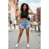 Giyim Kadın Siyah Modern Fit Çapraz Bağlamalı Crop Top Büstiyer
