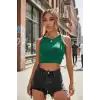 Giyim Kadın Yeşil Modern Fit Kare Yaka Crop Top Bluz