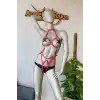 Giyim Kırmızı Deri Dansçı Özel Harness
