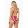 Giyim Renkli Straplez Yüksek Bel Bikini Takımı