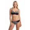 Giyim Siyah Zebra Desenli Straplez Desteksiz Bikini Takımı