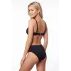 Giyim Siyah Zebra Desenli Straplez Desteksiz Bikini Takımı