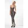 Giyim Zebra Desenli Lame Vücut Çorabı-490
