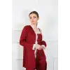 Kadın 3lü Bordo Sabahlık Takım