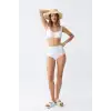 Kadın Basic Beyaz Pedli Yüksek Bel Bikini Takımı