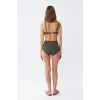 Kadın Basic Haki Pedli Yüksek Bel Bikini Takımı