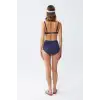 Kadın Basic Lacivert Pedli Yüksek Bel Bikini Takımı