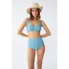 Kadın Basic Turkuaz Pedli Yüksek Bel Bikini Takımı