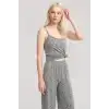 Kadın Gri Melanj İp Askılı Atlet Yumuşak Dokulu Minimal Tasarım Günlük Basic Üst