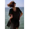 Kadın İşlemeli Tunik Pareo Plaj Elbisesi Siyah
