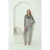 Kadın Kadife Gri Pijama Takım