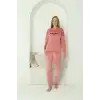 Kadın Kadife Pembe Pijama Takım