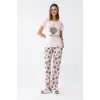 Kadın Kısa Kol Pijama Takım Pudra