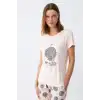 Kadın Kısa Kol Pijama Takım Pudra