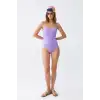 Kadın Lila Minimal Askılı Tek Parça Mayo