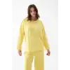 Kadın Oversize Sarı Desenli Pamuklu Kalın Pijama Takımı