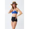 Kadın Straplez Mavi Yüksek Bel Bikini Takımı