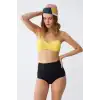 Kadın Straplez Sarı Yüksek Bel Bikini Takımı
