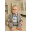 Papyonlu Bear Çizgili Model Ceketli 3lü Erkek Bebek Takımı