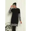 Tam Tesettür Dijital Desenli Mayo Siyah