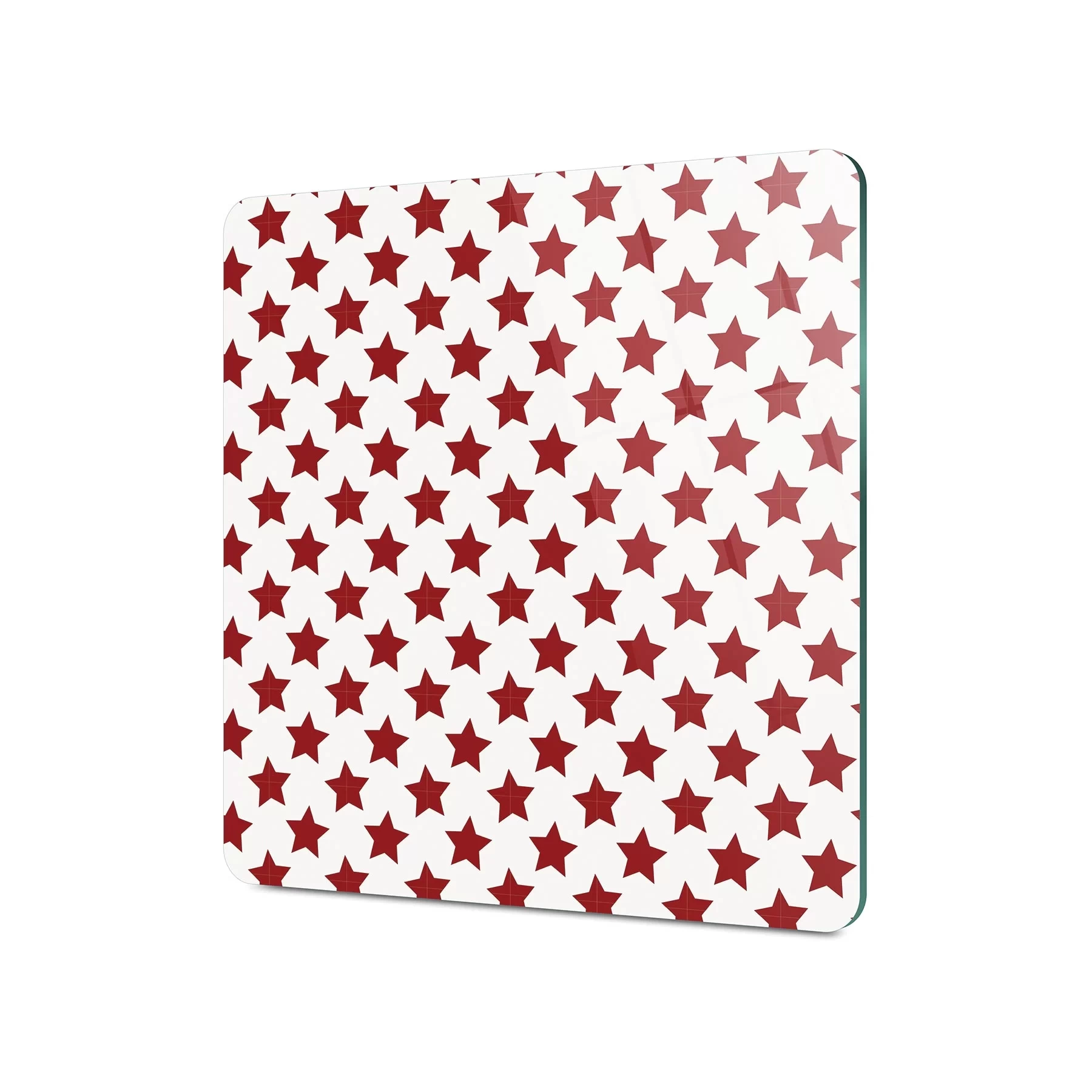 Decovetro Cam Kesme Tahtası Kare Kırmızı Yıldız Desenli 30x30 Cm
