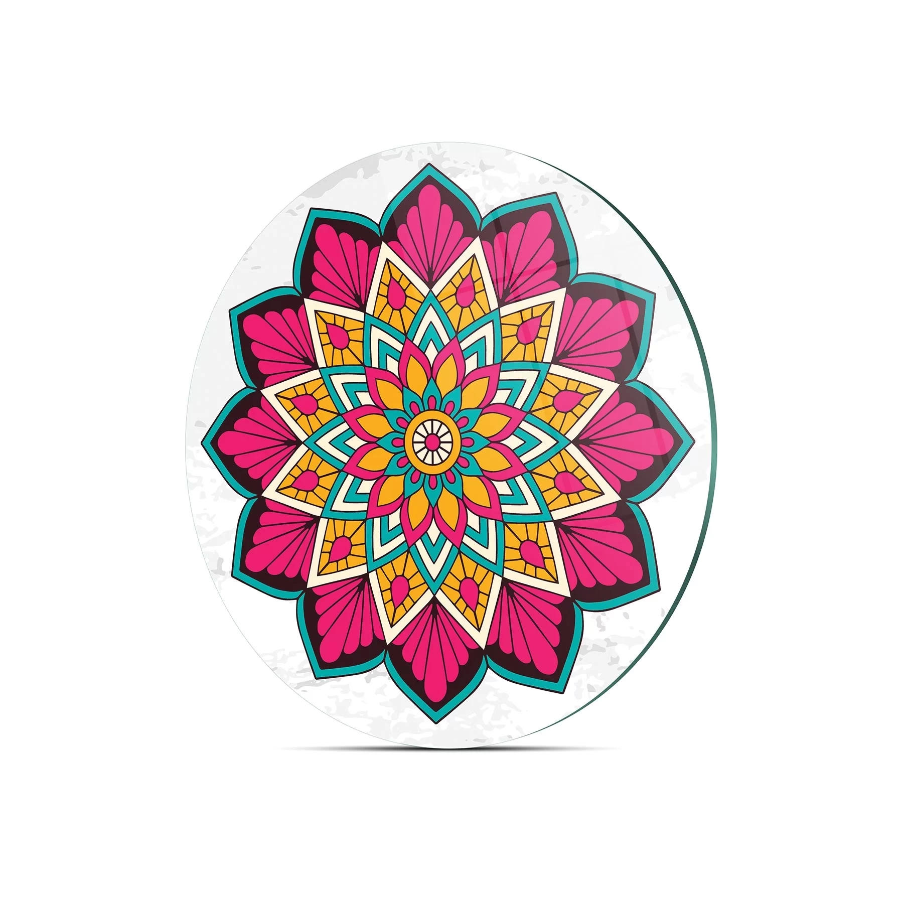Decovetro Cam Kesme Tahtası Yuvarlak Mandala Desenli 30x30 Cm