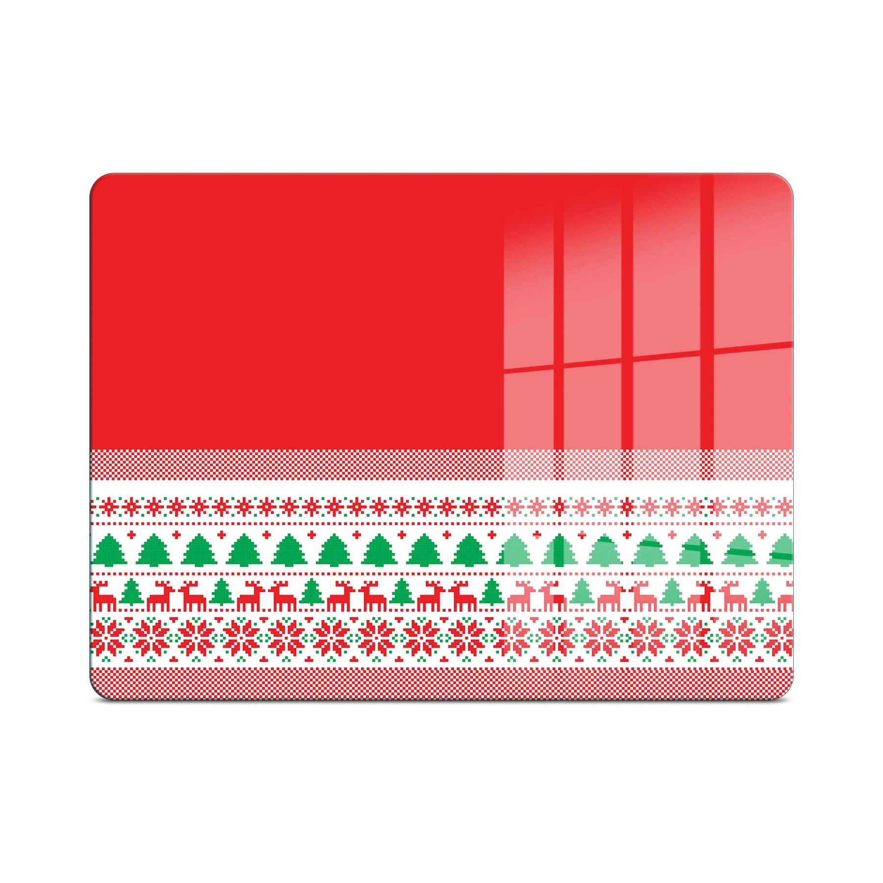 Decovetro Cam Kesme Tahtası Kırmızı Ekose Dokuma Yılbaşı Desenli 20x30 cm