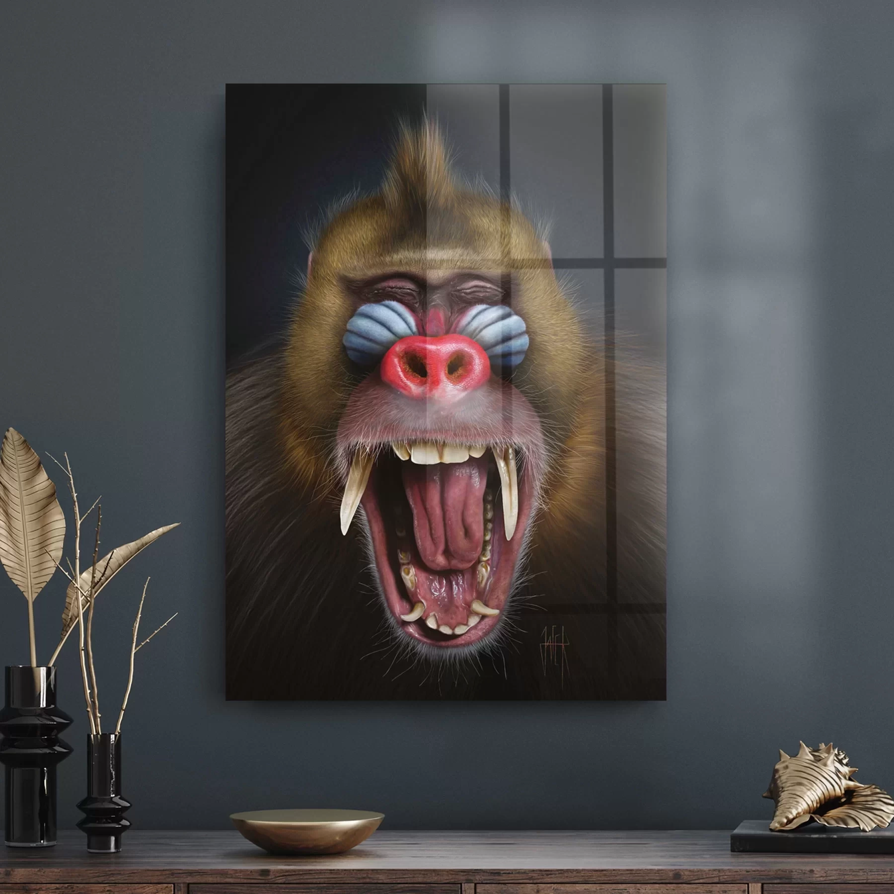 Decovetro Cam Tablo Eğlenceli Maymun 30x40 cm