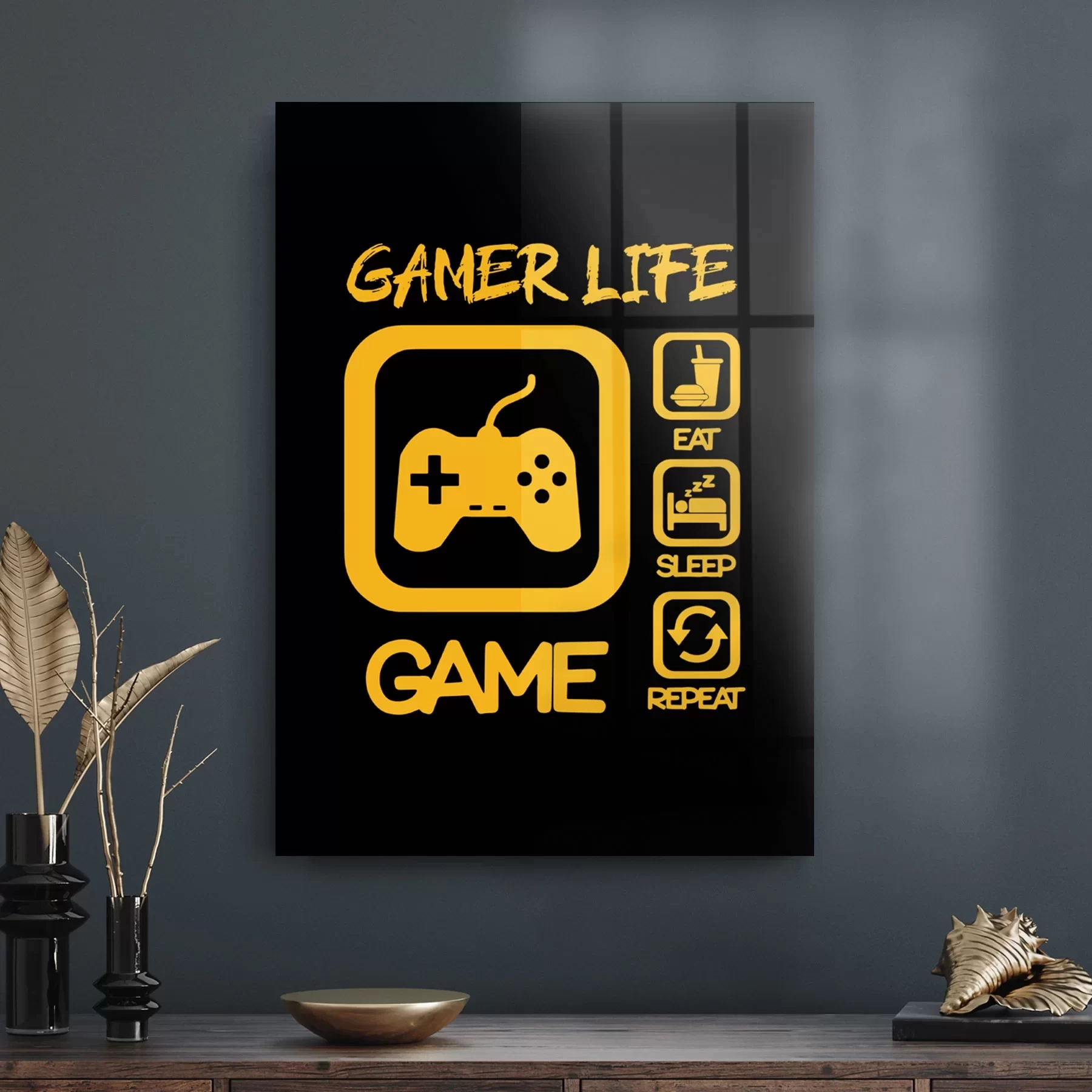 Decovetro Cam Tablo Gamer Life 30x40 cm