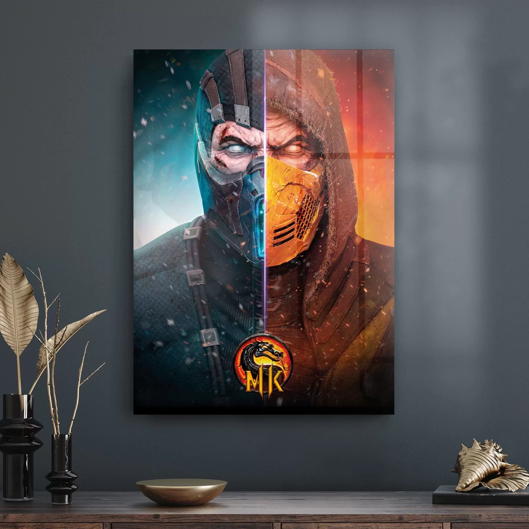 Decovetro Cam Tablo Mortal Kombat Subzero vs Scorpion Poster 30x40 cm