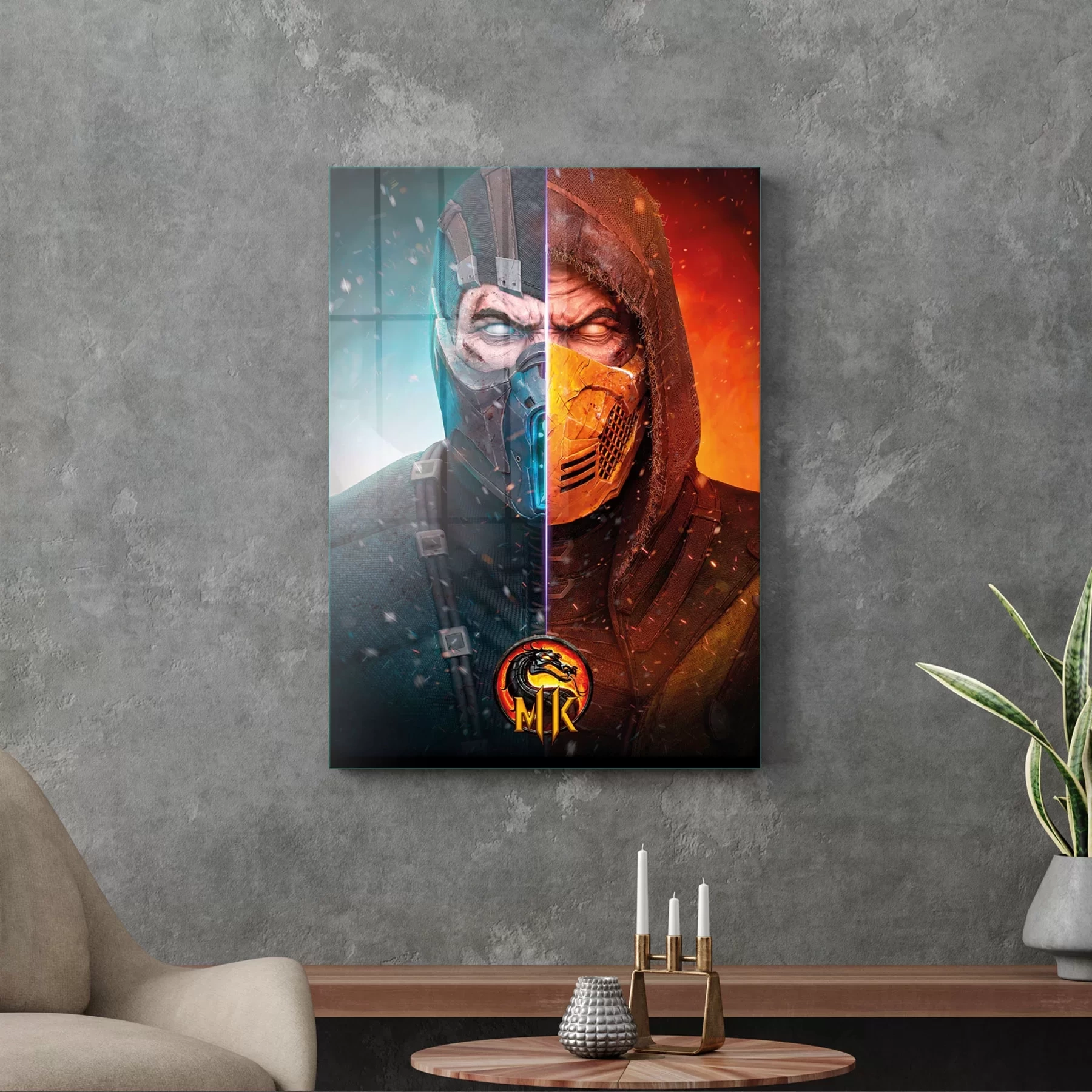 Decovetro Cam Tablo Mortal Kombat Subzero vs Scorpion Poster 30x40 cm