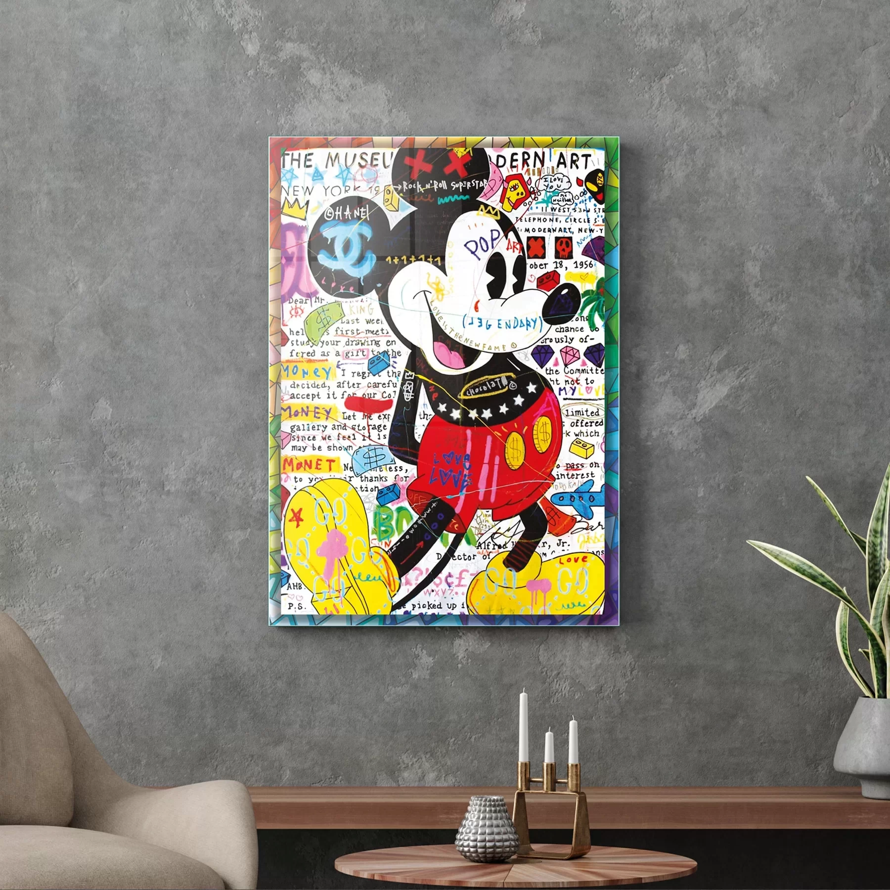 Decovetro Cam Tablo Pop Art Mickey Mouse 30x40 cm