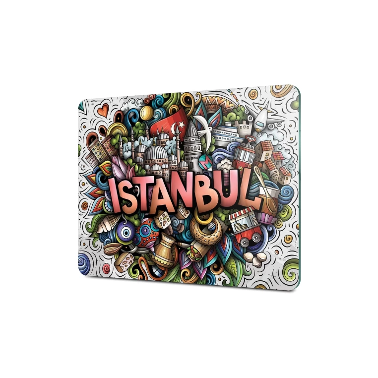 Decovetro Cam Kesme Tahtası İstanbul Desenli