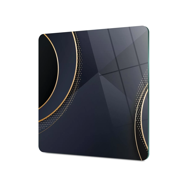 Decovetro Cam Kesme Tahtası Kare Black Gold Yuvarlak Desenli