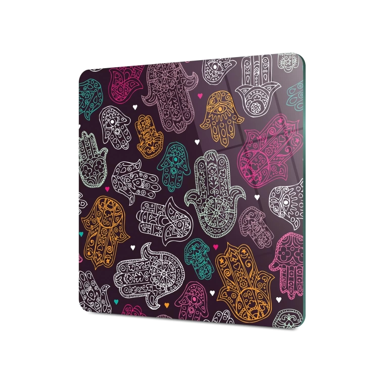 Decovetro Cam Kesme Tahtası Kare Hamsa Desenli 30x30 Cm