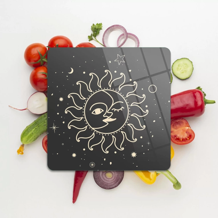 Decovetro Cam Kesme Tahtası Kare My Kitchen Horoscope Desenli