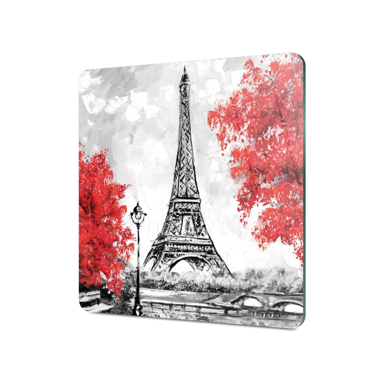 Decovetro Cam Kesme Tahtası Kare Paris Eyfel Desenli