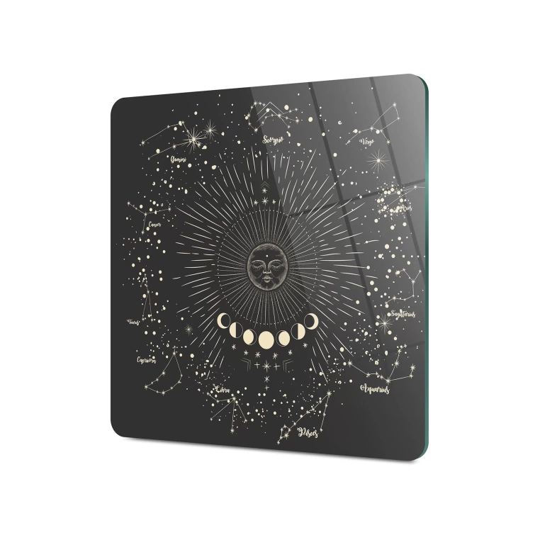 Decovetro Cam Kesme Tahtası Kare My Kitchen Horoscope Desenli
