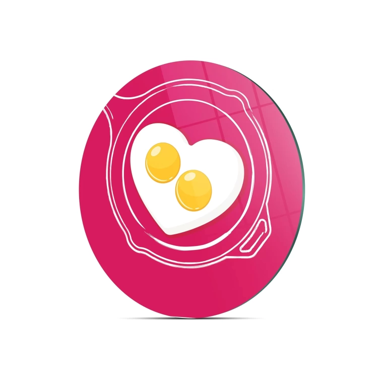 Decovetro Cam Kesme Tahtası Yuvarlak Aşk Yumurtası Desenli