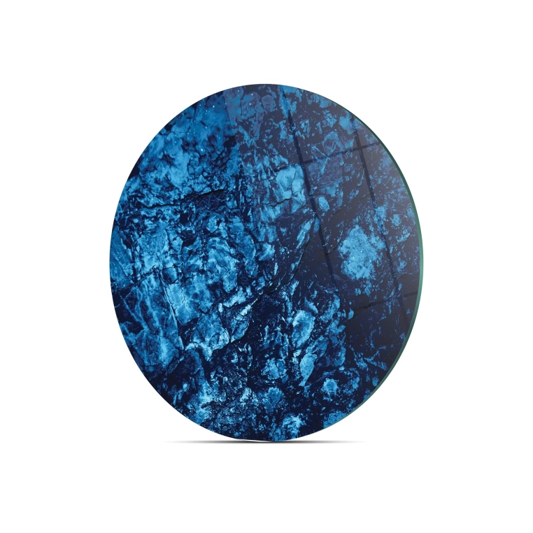 Decovetro Cam Kesme Tahtası Yuvarlak Mavi Taş Desenli