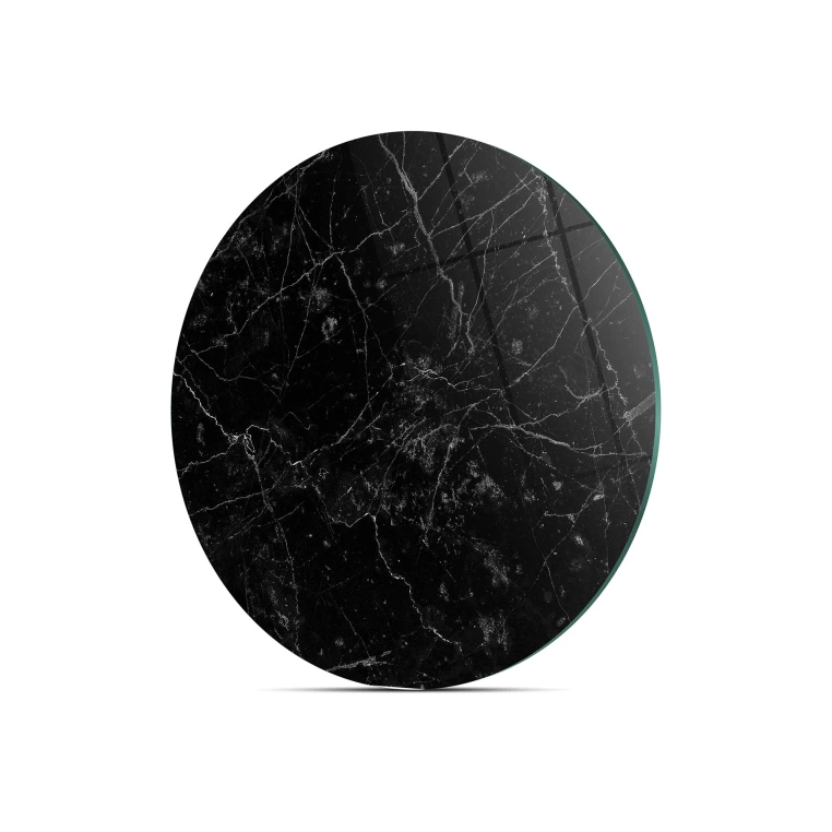 Decovetro Cam Kesme Tahtası Yuvarlak Siyah Granit Desenli 30x30 Cm