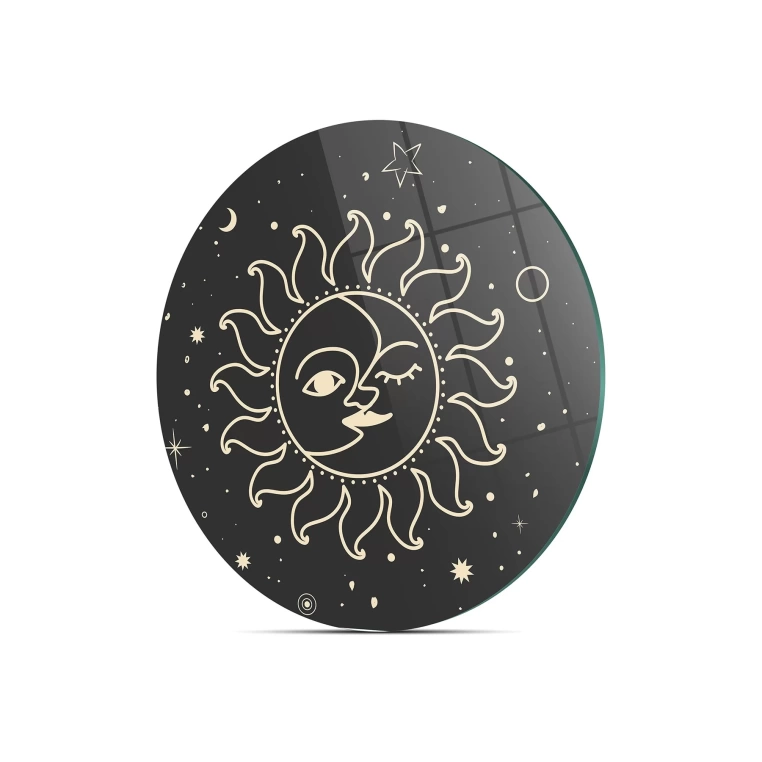 Decovetro Cam Kesme Tahtası Yuvarlak Horoscope Ay Güneş Desenli
