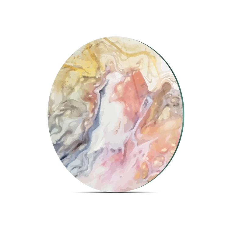 Decovetro Cam Kesme Tahtası Yuvarlak Karışık Mermer Desenli 30x30 Cm