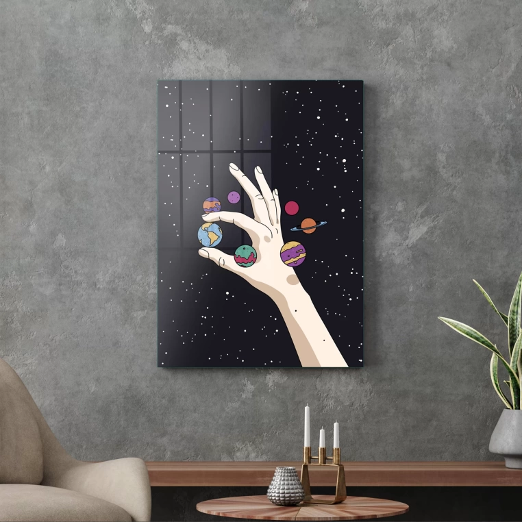Decovetro Cam Tablo Hand And Planets