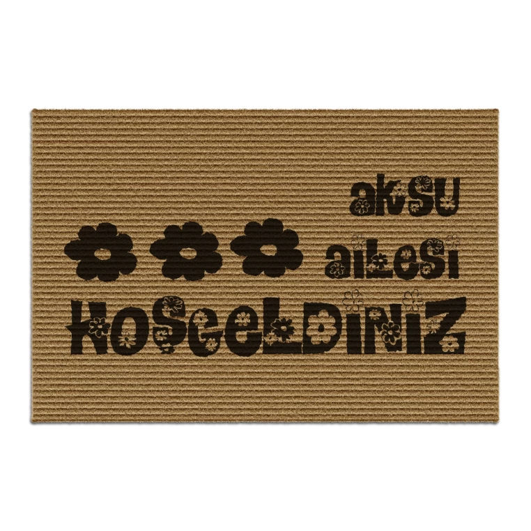 Decovetro Kişiye Özel Paspas Hoşgeldiniz Desenli