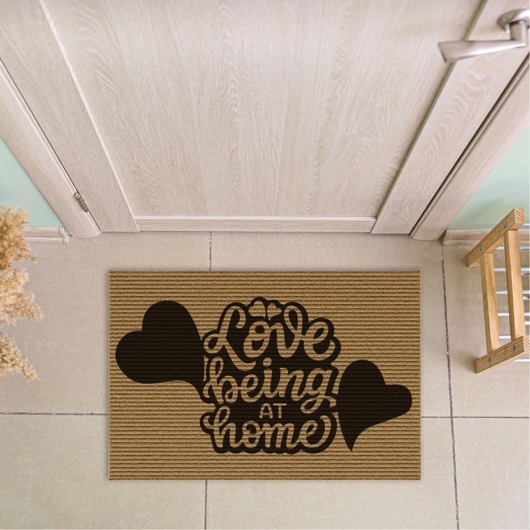 Decovetro Love Home Desenli Kapı Önü Halı Paspas